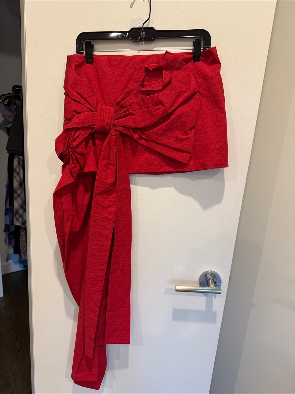 Acne Red Mini Skirt with Oversized Bow Detail